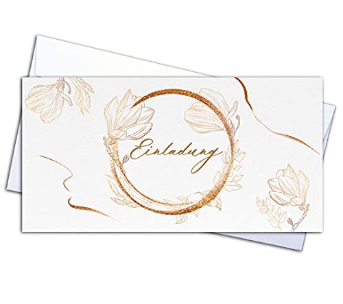 20er Einladungskarten-Set Qualitätsdruck mit Umschlägen - Eukalyptus Design. Perfekt für Hochzeit, Taufe, Konfirmation, Kommunion, Ruhestand, Geburtstage Jubiläum & mehr - Blanko Klappkarten von hoffnungsart