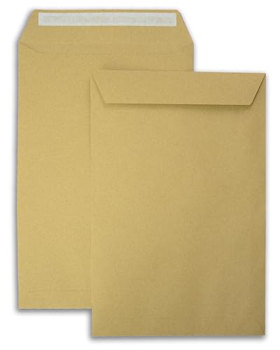 50x Versandtaschen DIN C4 Briefumschläge für A4 braun peal&seal Klebestreifen ohne Fenster 324x229mm von hoffnungsart