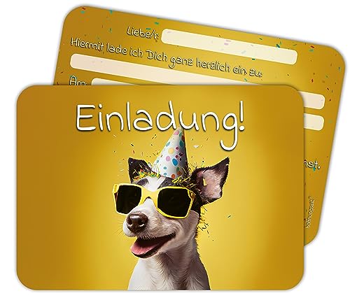 14 Einladungskarten zum Geburtstag für Teens und Kinder. Motiv „Party-Hund“ im Qualitätsdruck zum Geburtstag, für Feiern, Partys und für besondere Anlässe. 14 Stück 14 Einladungskarten zum Geburtstag für Teens und Kinder. Motiv „Party-Hund“ im Qualitätsdruck zum Geburtstag, für Feiern, Partys und für besondere Anlässe. 14 Stück von hoffnungsart