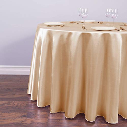 Runde Tischdecke Satin Tischdecke Multi-Size-Tischdecken Royal Blue Table Cover Table Overlay für Party Bankett 180CM-70.86inch Champagner von hokkk