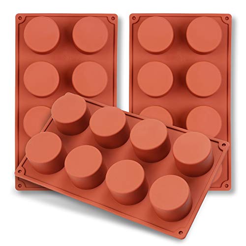 homEdge 8-Cavity Cylinder Silicone Mould, 3 Packungen Zylinderformen zur Herstellung von handgemachter Seife, Schokolade, Seifenkerzen und Jelly-Brown von homEdge
