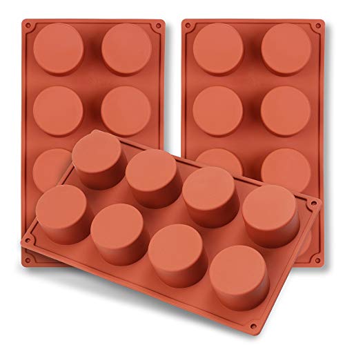 homEdge 8-Cavity Cylinder Silicone Mould, 3 Packungen Zylinderformen zur Herstellung von handgemachter Seife, Schokolade, Seifenkerzen und Jelly-Brown von homEdge