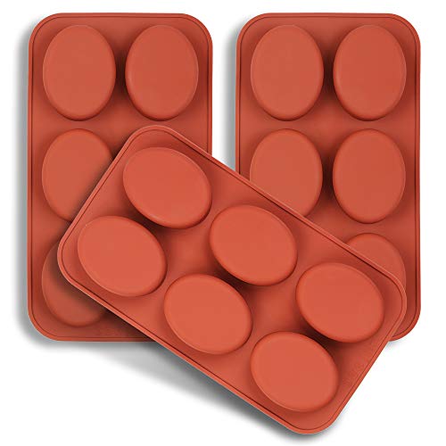 homEdge ovale Silikonform mit 6 Mulden, 3 Packungen ovale Formen für die Herstellung von handgemachter Seife, Schokolade, Kerzen und Gelee, Braun homEdge ovale Silikonform mit 6 Mulden, 3 Packungen ovale Formen für die Herstellung von handgemachter Seife, Schokolade, Kerzen und Gelee, Braun von homEdge