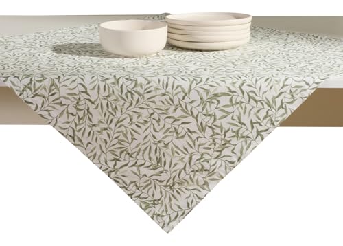 Home&You - Tischdecke Fogli 80x80cm, Mitteldecke, Tischtuch, Abwaschbar, Weiße, Garten, Gartentisch, Leinen, Baumwolle, Deko - Grün von home&you