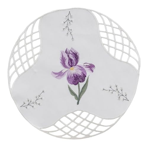 Home&You - Tischdecke Luya 28x28cm, Tischdeko, Mitteldecke, Tischläufer, Decke, Iris Stickerei, Weiß, Waschbar bei 30°C - Weiß von home&you