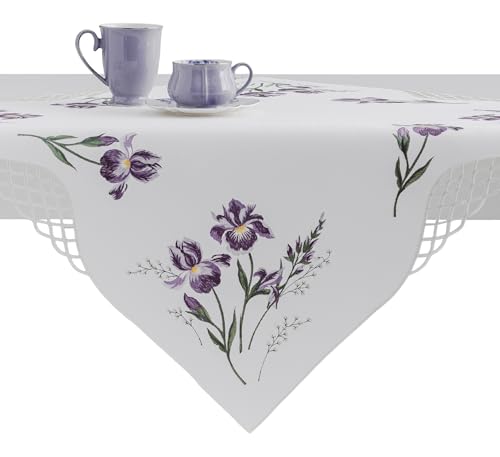 Home&You - Tischdecke Luya 80x80cm, Tischdecke, Mitteldecke, Tischläufer, mit Blumenstickerei, Iris, für Tisch, Hochzeit, Geburtstag, Party - Weiß Home&You - Tischdecke Luya 80x80cm, Tischdecke, Mitteldecke, Tischläufer, mit Blumenstickerei, Iris, für Tisch, Hochzeit, Geburtstag, Party - Weiß von home&you