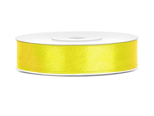 Satinband 25m x 6/12/25/38/50/100mm Geschenkband Schleifen (gelb, 12mm) von homestyle4you