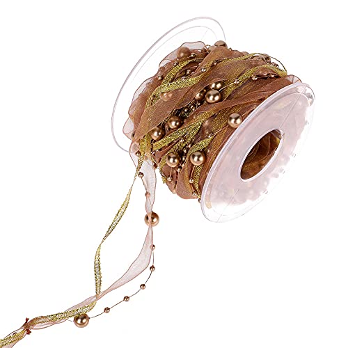 Satin-Polyesterband, 10 mm, dekoratives Band für Kunst und Handwerk, Geschenkverpackungen, Hochzeitsdekorationen (Gold) von homeyuser