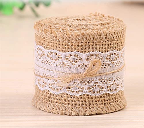 Spitzenband, 10 m, Jute-Band, Rolle mit weißer Spitze für Bastelarbeiten, handgemachte Hochzeits-Handwerk, Spitzenleinen (5 cm) von homeyuser