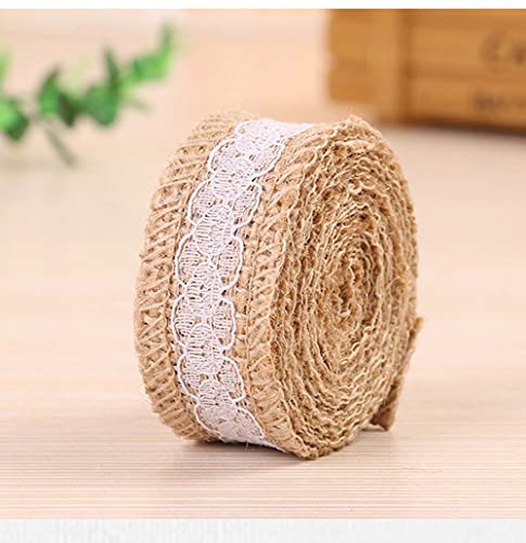 Spitzenband, 10 m, Juteband, Bastelband, Rolle mit weißer Spitze, für Bastelarbeiten, handgefertigt, Hochzeit, Basteln, Spitzenleinen von homeyuser