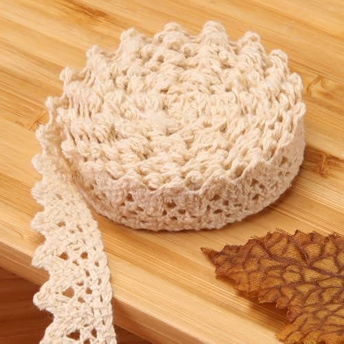 Spitzenband im Vintage-Stil, dekoratives Band für Bastelarbeiten, Hochzeit, Scrapbooking, Geschenk-Box, Vorhang, Tischdecke, Slipcover, Brautschmuck, DIY-Kleidung (Beige, 1,5 cm) von homeyuser