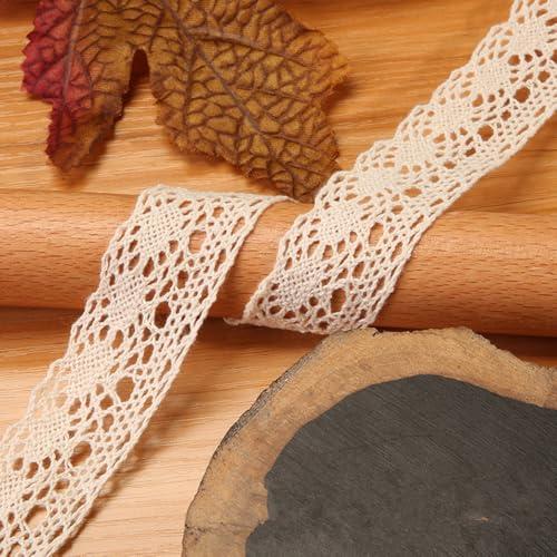 Spitzenband im Vintage-Stil, dekoratives Band für Bastelarbeiten, Hochzeit, Scrapbooking, Geschenk-Box, Vorhang, Tischdecke, Slipcover, Brautschmuck, DIY-Kleidung (Beige, 2,5 cm) von homeyuser