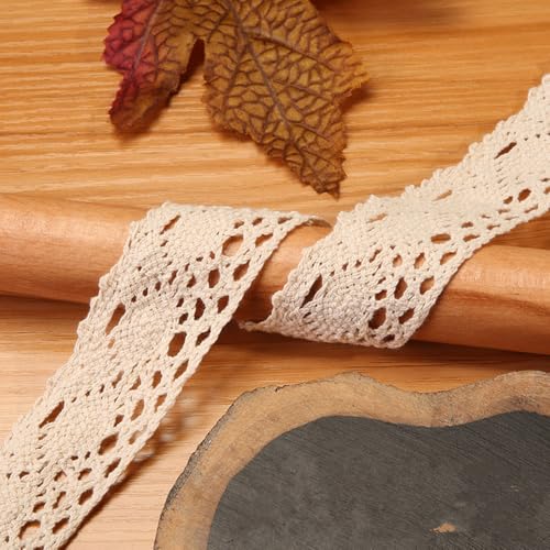 Spitzenband im Vintage-Stil, dekoratives Band für Bastelarbeiten, Hochzeit, Scrapbooking, Geschenk-Box, Vorhang, Tischdecke, Slipcover, Brautschmuck, DIY-Kleidung (Beige, 3,5 cm) von homeyuser