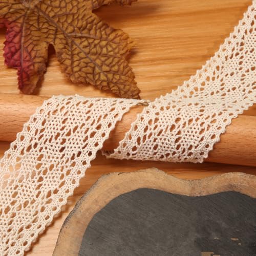 Spitzenband im Vintage-Stil, dekoratives Band für Bastelarbeiten, Hochzeit, Scrapbooking, Geschenk-Box, Vorhang, Tischdecke, Slipcover, Brautschmuck, DIY-Kleidung (Beige, 4,5 cm) von homeyuser