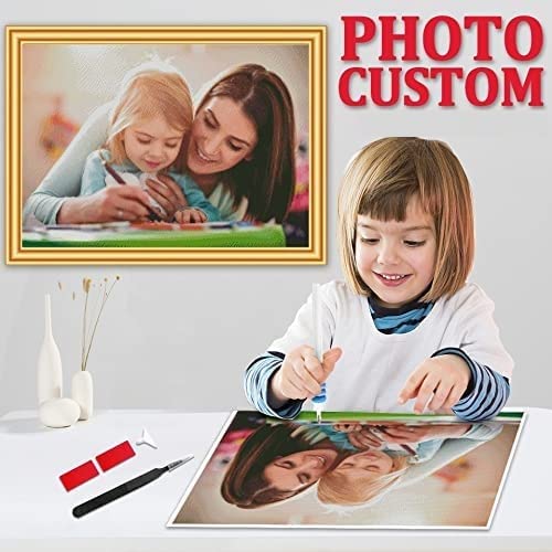 honghongshop Foto Custom Diamant Painting,Diamond Painting Eigenes Foto XXL Groß, Personalisieren Sie Ihre Eigenen Fotos 5D DIY Diamant Mosaik Bild von Strass Diamanten von honghongshop