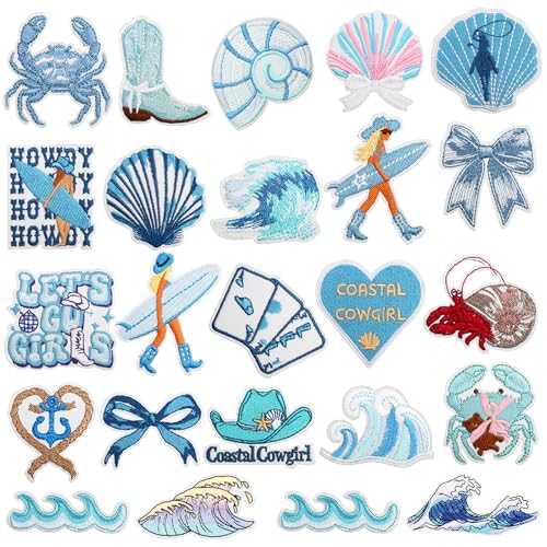 24 x Cowgirl-Aufnäher zum Aufbügeln für Hüte und Kleidung, bestickte Strandaufnäher, blaue Sommerhut-Aufnäher für Trucker-Hüte, Denim, Strandtaschen 24 x Cowgirl-Aufnäher zum Aufbügeln für Hüte und Kleidung, bestickte Strandaufnäher, blaue Sommerhut-Aufnäher für Trucker-Hüte, Denim, Strandtaschen von hongliang