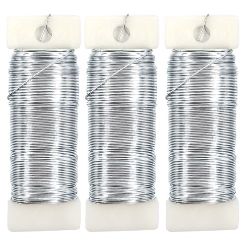 Honigo Silberfarbener Metall-Blumendraht, 22 Gauge, 115 Meter, für Handwerk, Gartenarbeit, Weihnachtskränze, Baumdekoration, Blumenarrangement, Hochzeit DIY Honigo Silberfarbener Metall-Blumendraht, 22 Gauge, 115 Meter, für Handwerk, Gartenarbeit, Weihnachtskränze, Baumdekoration, Blumenarrangement, Hochzeit DIY von honigo