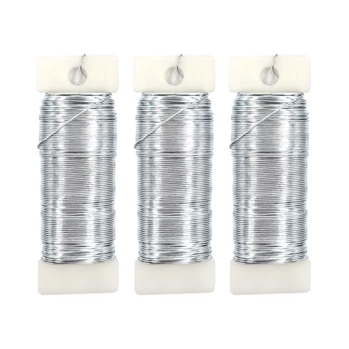 Honigo Silberfarbener Metall-Blumendraht, 26 Gauge, 115 Meter, für Handwerk, Gartenarbeit, Weihnachtskränze, Baumdekoration, Blumenarrangement, Hochzeit DIY Honigo Silberfarbener Metall-Blumendraht, 26 Gauge, 115 Meter, für Handwerk, Gartenarbeit, Weihnachtskränze, Baumdekoration, Blumenarrangement, Hochzeit DIY von honigo