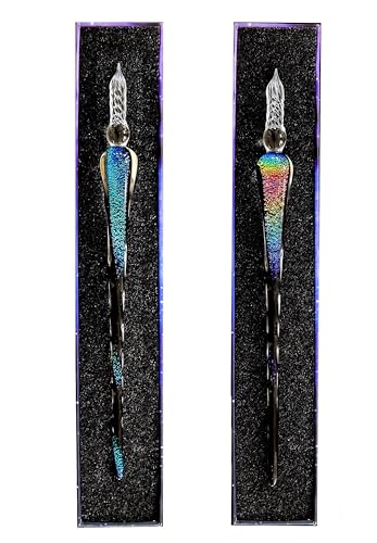 honselia Glasfüllfederhalter, Kristall-Kalligraphie-Stift, Fülltinte, Füllfederhalter, Regenbogen-Glasstift mit Geschenkbox, 2 Stück honselia Glasfüllfederhalter, Kristall-Kalligraphie-Stift, Fülltinte, Füllfederhalter, Regenbogen-Glasstift mit Geschenkbox, 2 Stück von honselia
