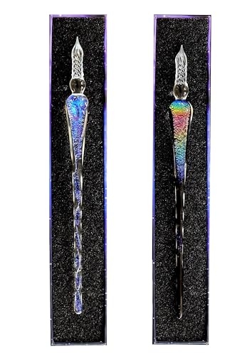 honselia Glasfüllfederhalter, Kristall-Kalligraphie-Stift, Fülltinte, Füllfederhalter, Regenbogen-Glasstift mit Geschenkbox, 2 Stück honselia Glasfüllfederhalter, Kristall-Kalligraphie-Stift, Fülltinte, Füllfederhalter, Regenbogen-Glasstift mit Geschenkbox, 2 Stück von honselia