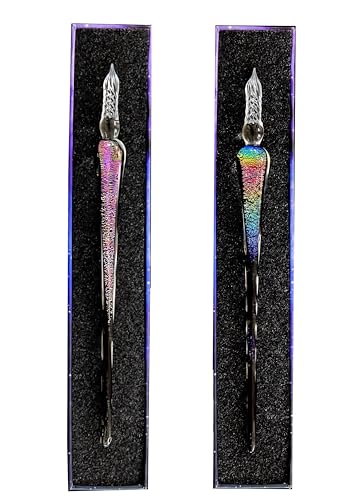 honselia Glasfüllfederhalter, Kristall-Kalligraphie-Stift, Fülltinte, Füllfederhalter, Regenbogen-Glasstift mit Geschenkbox, 2 Stück honselia Glasfüllfederhalter, Kristall-Kalligraphie-Stift, Fülltinte, Füllfederhalter, Regenbogen-Glasstift mit Geschenkbox, 2 Stück von honselia