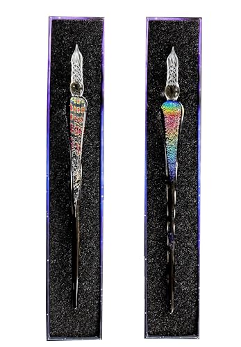 honselia Glasfüllfederhalter, Kristall-Kalligraphie-Stift, Fülltinte, Füllfederhalter, Regenbogen-Glasstift mit Geschenkbox, 2 Stück honselia Glasfüllfederhalter, Kristall-Kalligraphie-Stift, Fülltinte, Füllfederhalter, Regenbogen-Glasstift mit Geschenkbox, 2 Stück von honselia