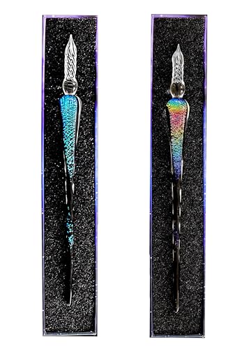 honselia Glasfüllfederhalter, Kristall-Kalligraphie-Stift, Fülltinte, Füllfederhalter, Regenbogen-Glasstift mit Geschenkbox, 2 Stück honselia Glasfüllfederhalter, Kristall-Kalligraphie-Stift, Fülltinte, Füllfederhalter, Regenbogen-Glasstift mit Geschenkbox, 2 Stück von honselia