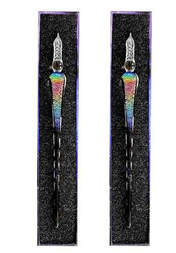 honselia Glasfüllfederhalter, Kristall-Kalligraphie-Stift, Fülltinte, Füllfederhalter, Regenbogen-Glasstift mit Geschenkbox, 2 Stück honselia Glasfüllfederhalter, Kristall-Kalligraphie-Stift, Fülltinte, Füllfederhalter, Regenbogen-Glasstift mit Geschenkbox, 2 Stück von honselia