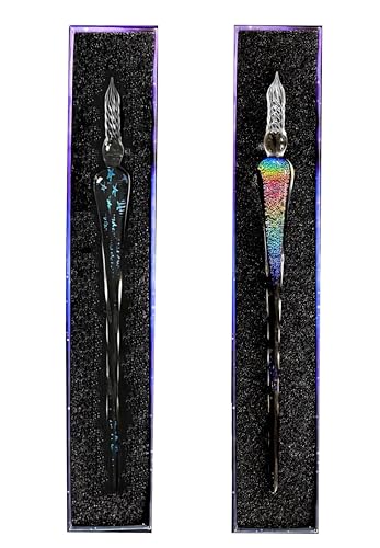 honselia Glasfüllfederhalter, Kristall-Kalligraphie-Stift, Fülltinte, Füllfederhalter, Regenbogen-Glasstift mit Geschenkbox, 2 Stück honselia Glasfüllfederhalter, Kristall-Kalligraphie-Stift, Fülltinte, Füllfederhalter, Regenbogen-Glasstift mit Geschenkbox, 2 Stück von honselia