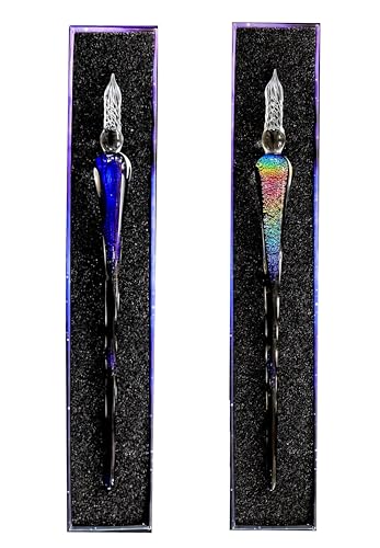 honselia Glasfüllfederhalter, Kristall-Kalligraphie-Stift, Fülltinte, Füllfederhalter, Regenbogen-Glasstift mit Geschenkbox, 2 Stück honselia Glasfüllfederhalter, Kristall-Kalligraphie-Stift, Fülltinte, Füllfederhalter, Regenbogen-Glasstift mit Geschenkbox, 2 Stück von honselia