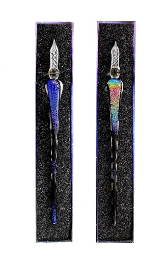 honselia Glasfüllfederhalter, Kristall-Kalligraphie-Stift, Fülltinte, Füllfederhalter, Regenbogen-Glasstift mit Geschenkbox, 2 Stück honselia Glasfüllfederhalter, Kristall-Kalligraphie-Stift, Fülltinte, Füllfederhalter, Regenbogen-Glasstift mit Geschenkbox, 2 Stück von honselia
