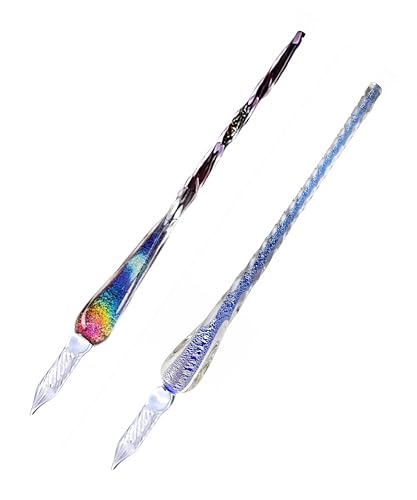 honselia Glasfüllfederhalter, Kristall-Kalligraphie-Stift, Fülltinte, Füllfederhalter, Regenbogen-Glasstift mit Geschenkbox, 2 Stück honselia Glasfüllfederhalter, Kristall-Kalligraphie-Stift, Fülltinte, Füllfederhalter, Regenbogen-Glasstift mit Geschenkbox, 2 Stück von honselia