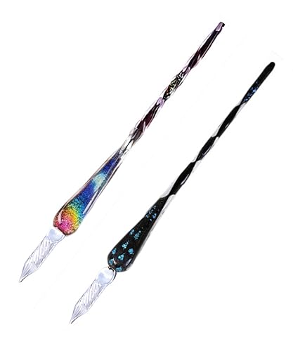 honselia Glasfüllfederhalter, Kristall-Kalligraphie-Stift, Fülltinte, Füllfederhalter, Regenbogen-Glasstift mit Geschenkbox, 2 Stück honselia Glasfüllfederhalter, Kristall-Kalligraphie-Stift, Fülltinte, Füllfederhalter, Regenbogen-Glasstift mit Geschenkbox, 2 Stück von honselia