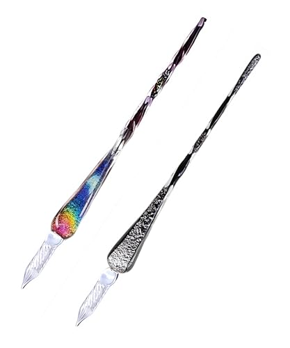 honselia Glasfüllfederhalter, Kristall-Kalligraphie-Stift, Fülltinte, Füllfederhalter, Regenbogen-Glasstift mit Geschenkbox, 2 Stück honselia Glasfüllfederhalter, Kristall-Kalligraphie-Stift, Fülltinte, Füllfederhalter, Regenbogen-Glasstift mit Geschenkbox, 2 Stück von honselia