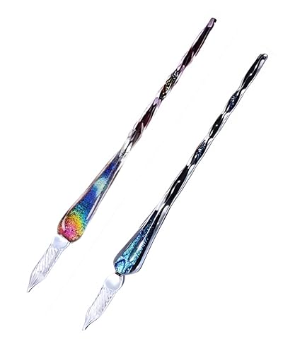honselia Glasfüllfederhalter, Kristall-Kalligraphie-Stift, Fülltinte, Füllfederhalter, Regenbogen-Glasstift mit Geschenkbox, 2 Stück honselia Glasfüllfederhalter, Kristall-Kalligraphie-Stift, Fülltinte, Füllfederhalter, Regenbogen-Glasstift mit Geschenkbox, 2 Stück von honselia