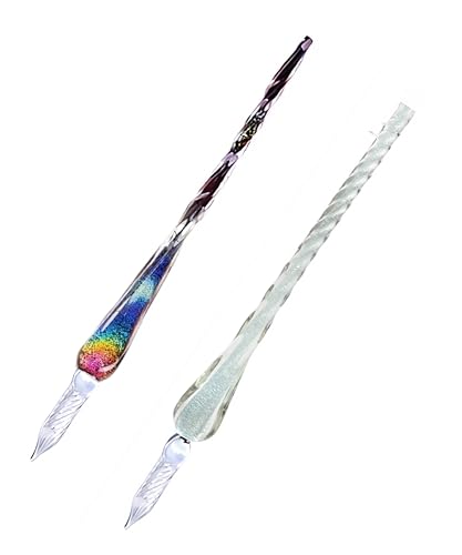 honselia Glasfüllfederhalter, Kristall-Kalligraphie-Stift, Fülltinte, Füllfederhalter, Regenbogen-Glasstift mit Geschenkbox, 2 Stück honselia Glasfüllfederhalter, Kristall-Kalligraphie-Stift, Fülltinte, Füllfederhalter, Regenbogen-Glasstift mit Geschenkbox, 2 Stück von honselia