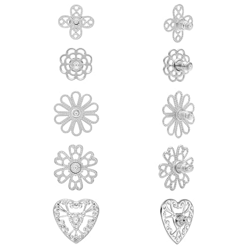 Robuste Ohrringstützen für hängende Ohren, 5 Paar, sichere Verriegelung, Anti-Drop-Heber für schwere Ohrringe, 10–17 mm, vergoldet, große Metall-Ohrring-Verschlüsse, Ersatz für Damen/Herren (Silber) Robuste Ohrringstützen für hängende Ohren, 5 Paar, sichere Verriegelung, Anti-Drop-Heber für schwere Ohrringe, 10–17 mm, vergoldet, große Metall-Ohrring-Verschlüsse, Ersatz für Damen/Herren (Silber) von hooppoo