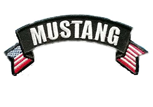 Aufnäher zum Aufbügeln, Motiv: Mustang, Laken, USA, 13 x 5 cm, Schwarz Aufnäher zum Aufbügeln, Motiv: Mustang, Laken, USA, 13 x 5 cm, Schwarz von hotrodspirit