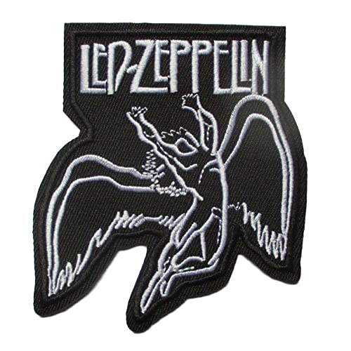 hotrodspirit - Aufnäher LED Zeppelin Engel schwarz und weiß 9 x 8 cm Aufnäher Heavy Metal Hard Rock von hotrodspirit