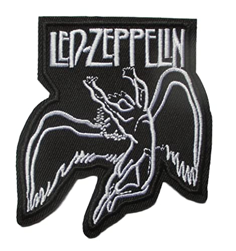 hotrodspirit - Aufnäher LED Zeppelin Engel schwarz und weiß 9 x 8 cm Aufnäher Heavy Metal Hard Rock von hotrodspirit