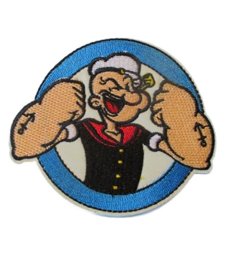 hotrodspirit - Patch Popeye in einem runden Blau, 10 x 8,5 cm, zum Aufbügeln, Cartoon, lustig von hotrodspirit