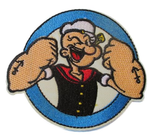 hotrodspirit - Patch Popeye in einem runden Blau, 10 x 8,5 cm, zum Aufbügeln, Cartoon, lustig von hotrodspirit