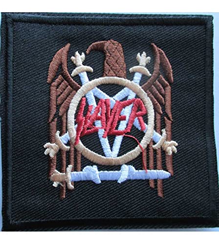 hotrodspirit - Aufnäher Slayer Logo Adler, quadratisch, Schwarz, 7,5 cm von hotrodspirit