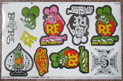 Bogen mit 10 Aufklebern Ratte Fink Hot Rod 21 x 14 cm selbstklebend Kustom Kultur von hotrodspirit