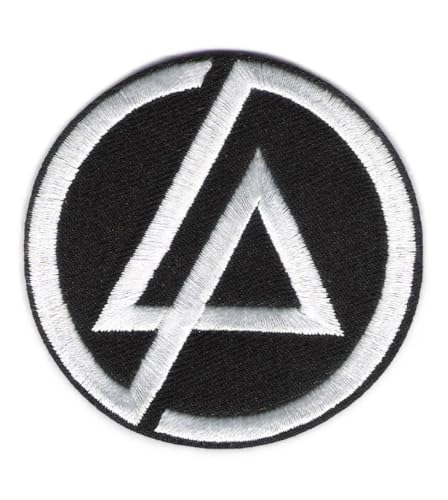 hotrodspirit - Linkin Park-Logo, schwarz, weiß, rund, 7,5 cm, zum Aufbügeln, Rock von hotrodspirit