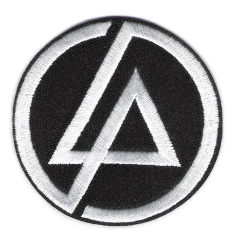 hotrodspirit - Linkin Park-Logo, schwarz, weiß, rund, 7,5 cm, zum Aufbügeln, Rock von hotrodspirit