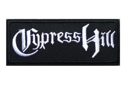 Aufnäher zum Aufbügeln, Motiv Cypress Hill, rechteckig, 9 x 4 cm, Hip Hop Musik, Weiß / Schwarz von hotrodspirit