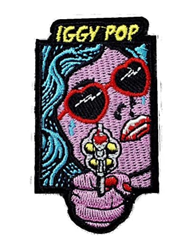 hotrodspirit - Aufnäher zum Aufbügeln, Motiv Iggy Pop Pistole und Gesicht, 7,5 x 4 cm, Rock Roll hotrodspirit - Aufnäher zum Aufbügeln, Motiv Iggy Pop Pistole und Gesicht, 7,5 x 4 cm, Rock Roll von hotrodspirit