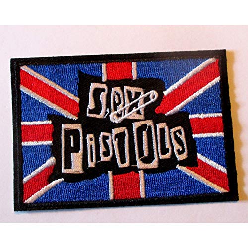 hotrodspirit - Patch Sex Pistols rechteckig Union Jack 8,5 x 6 cm Aufnäher zum Aufbügeln Jacke Hemd von hotrodspirit