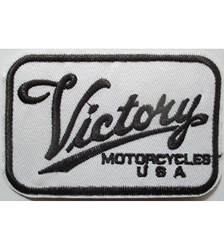 hotrodspirit - Aufnäher Victory Motorrad Recht, Weiß, 9 x 6 cm, zum Aufbügeln, Garage von hotrodspirit